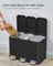 Triple Kitchen Bin - Steel - Ink Black - Colour-Coded Pedals for Waste Separation
