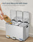 Triple Kitchen Bin - Steel - Metallic Silver - Colour-Coded Pedals for Waste Separation