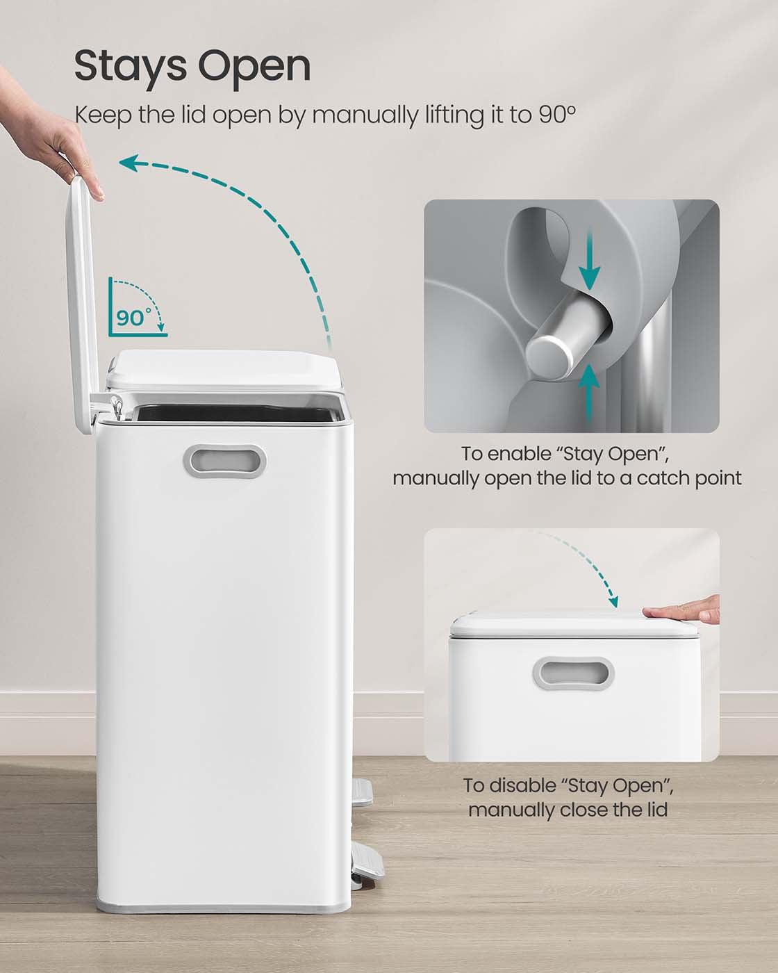Double Kitchen Bin - Stainless Steel - Metallic Silver - Soft-Close Lids with Removable Inner Buckets