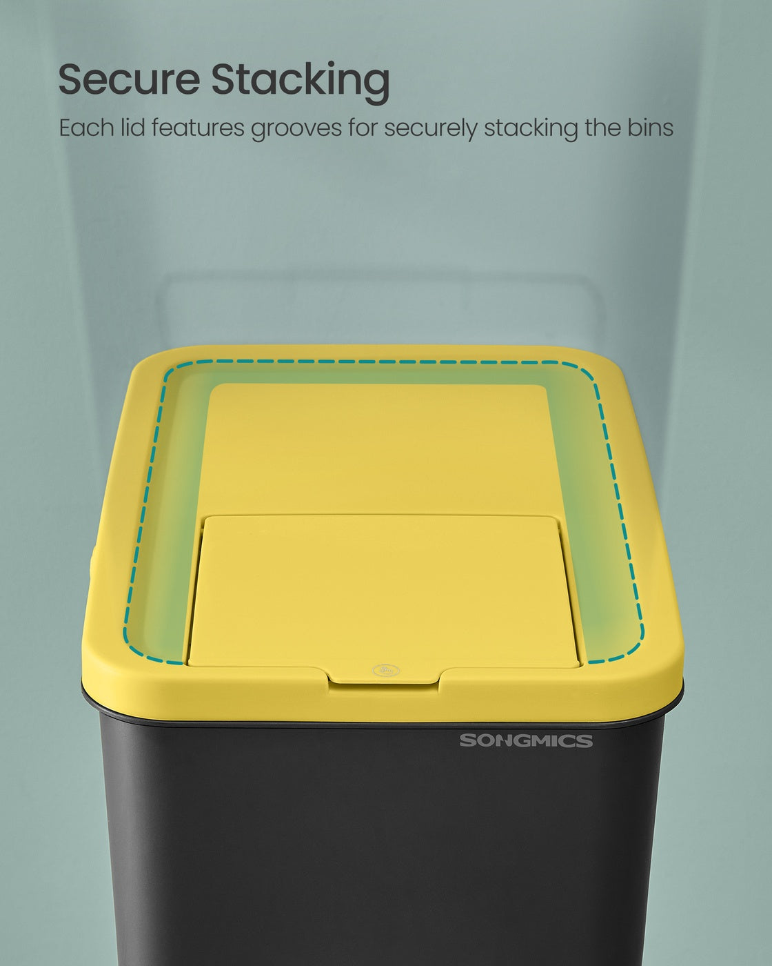 Set of 3 Stackable Trash Bins - PP - Yellow