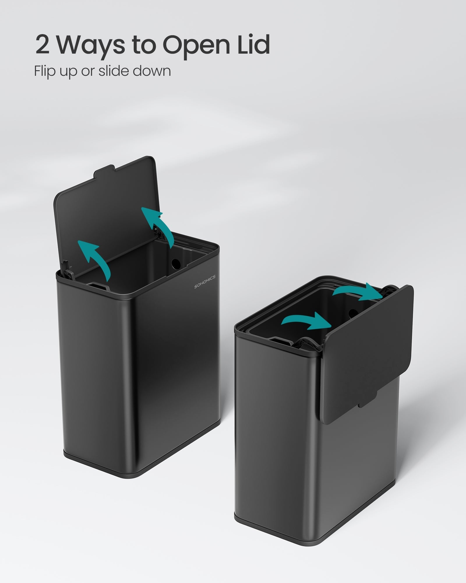 Hanging Kitchen Bin - Steel - Ink Black - 8L Capacity with Lid and Hooks
