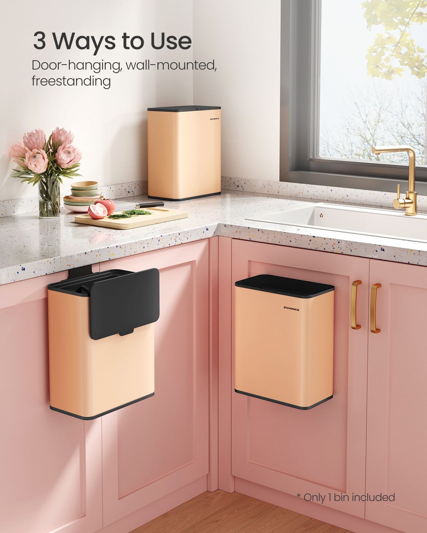 Hanging Kitchen Bin - Steel - Peach Fuzz