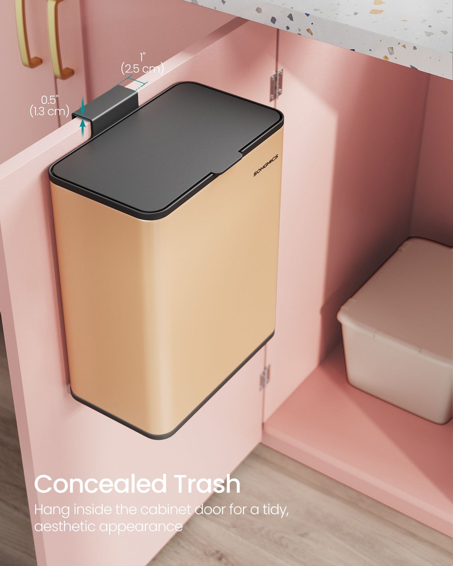 Hanging Kitchen Bin - Steel - Peach Fuzz