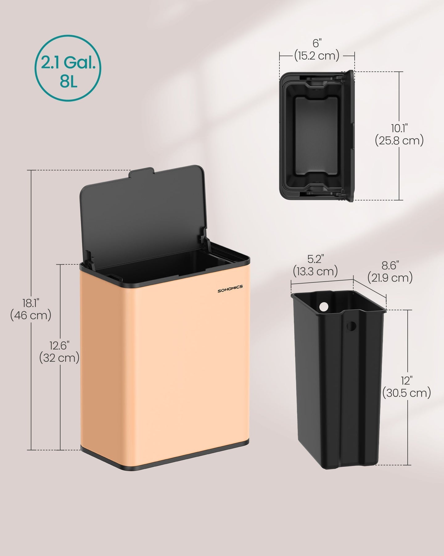 Hanging Kitchen Bin - Steel - Peach Fuzz