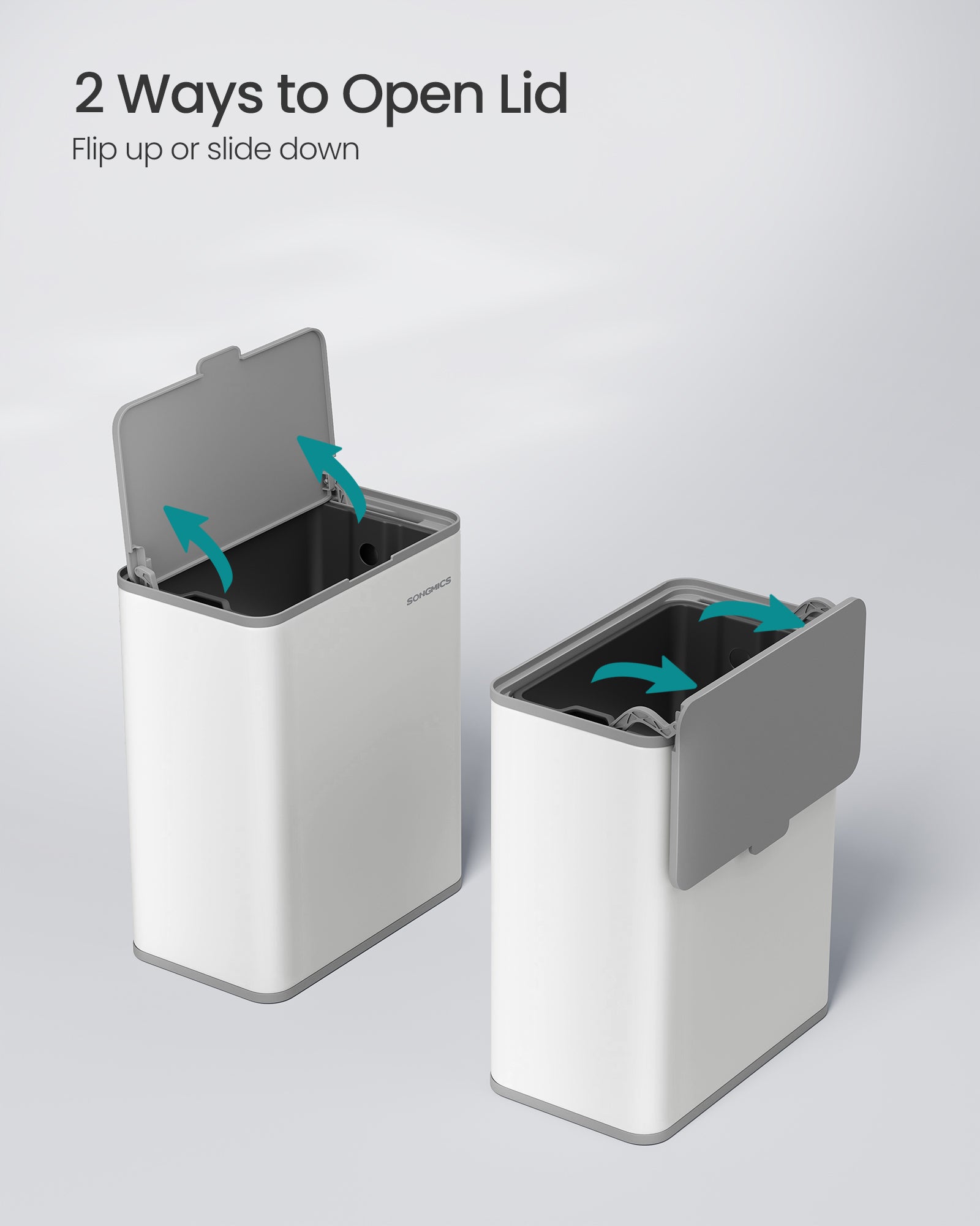 Hanging Steel Kitchen Bin - 8L Capacity - Cloud White - Lid for Food Waste with Hooks