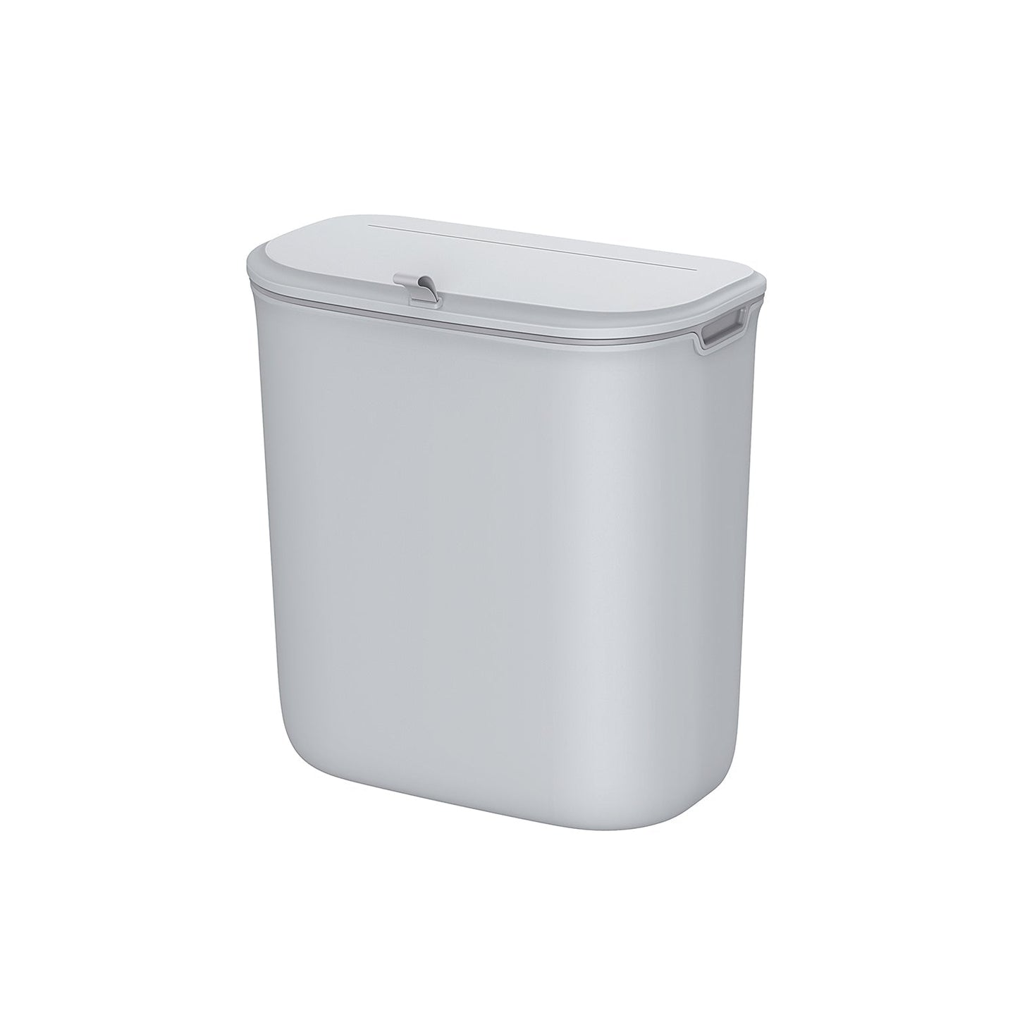 Hanging Trash Can - Plastic - White - 9L Capacity with Lid for Food Waste