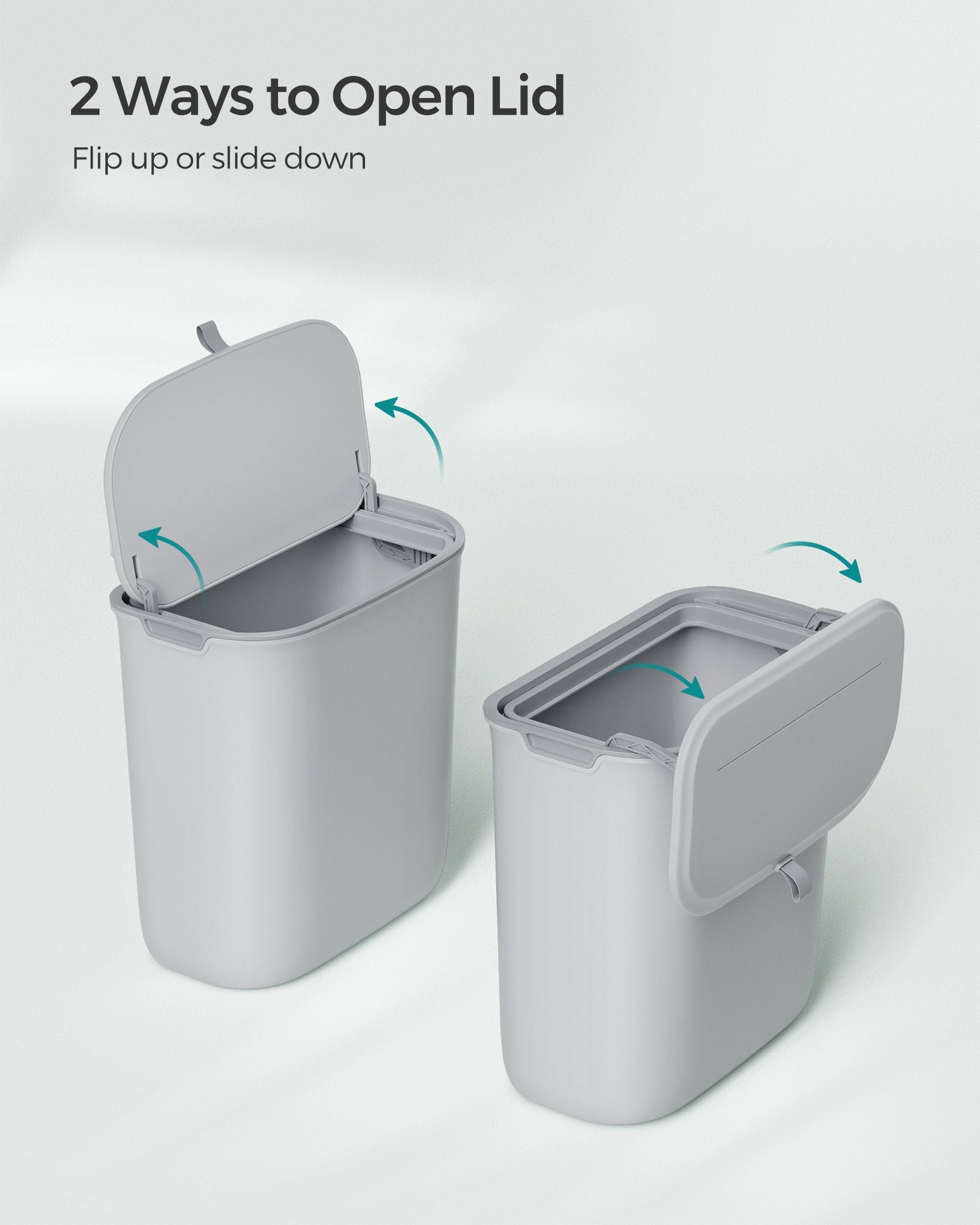 Hanging Trash Can - Plastic - White - 9L Capacity with Lid for Food Waste