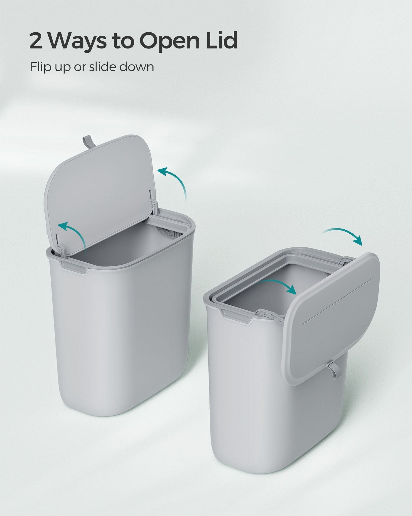 Hanging Trash Can - Plastic - White - 9L Capacity with Lid for Food Waste