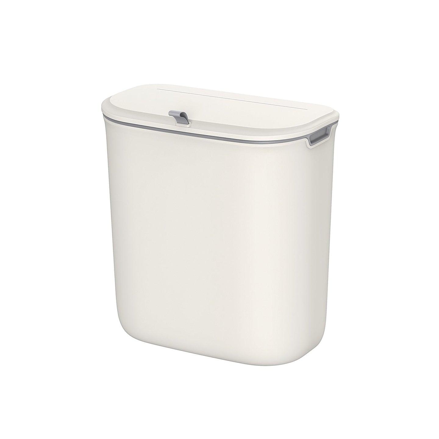 Hanging Trash Can - Plastic - White - 9L Capacity with Lid