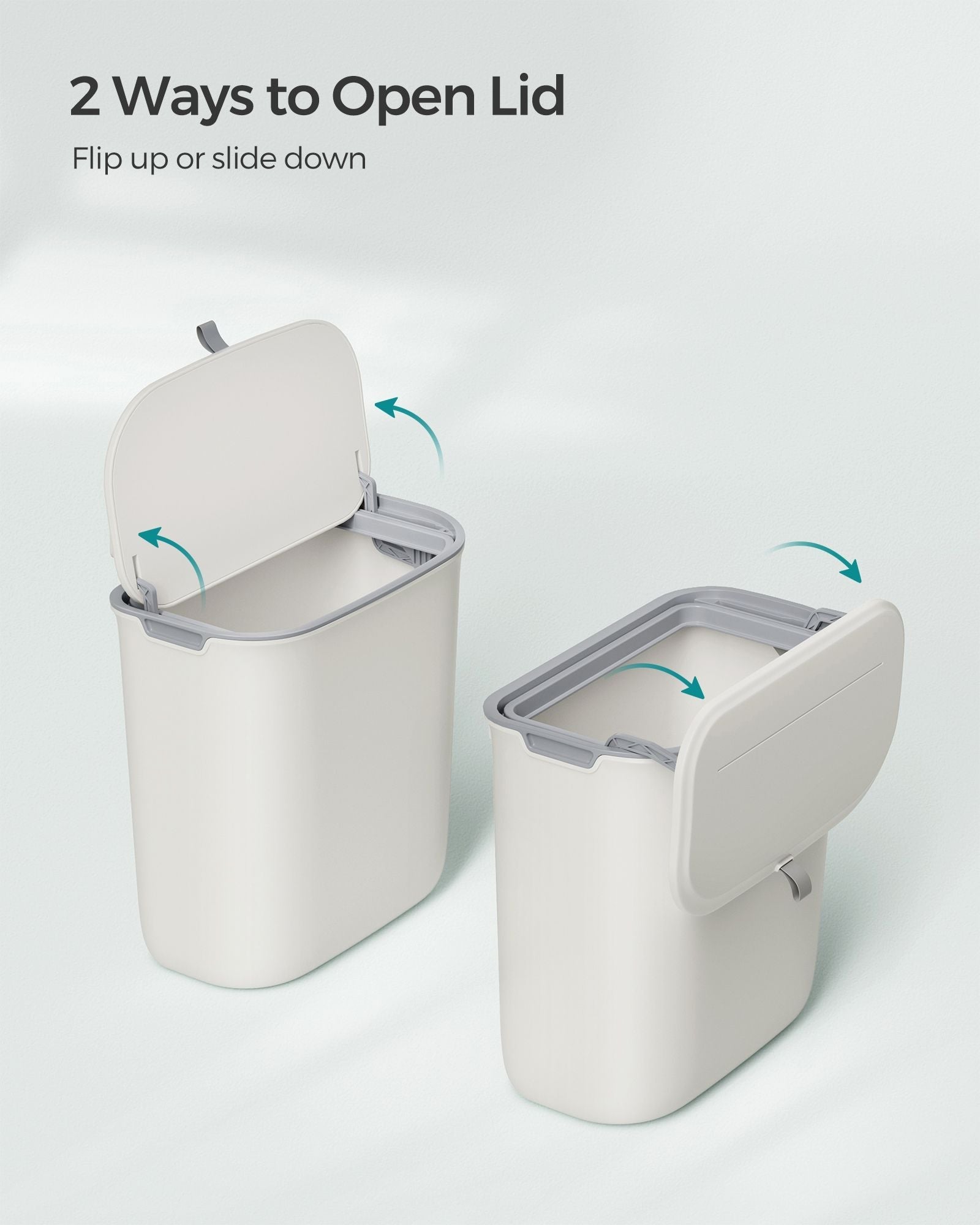 Hanging Trash Can - Plastic - White - 9L Capacity with Lid