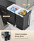 Pull-Out Kitchen Bin - Steel Frame with ABS Lid - Ink Black - Double Compartment for Recycling and Waste