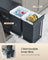 Kitchen Bin - Steel Frame - Ink Black - Built-in with Double Compartments and Smooth Pull-Out Design