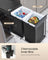 Pull-Out Kitchen Bin - Steel Frame with ABS Lid - Ink Black - Double Compartment for Recycling and Waste