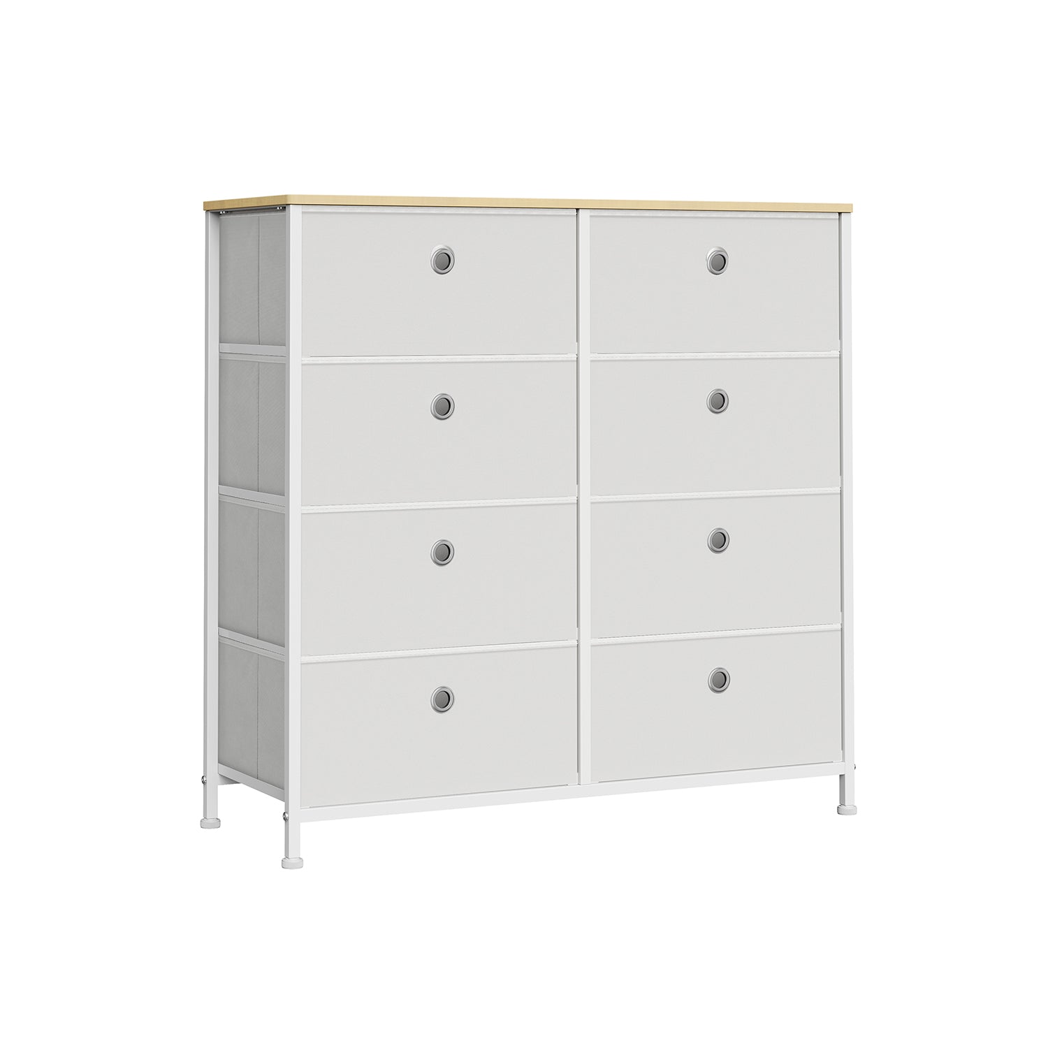 Storage Chest - 8 Easy Pull Drawers - Fabric - Cream White and Oak