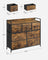 Fabric Chest of Drawers - 7 Storage Drawers - Metal Frame - Rustic Brown and Black