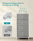 Chest of Drawers - Fabric - Light Grey and White - Slim Design with 4 Drawers