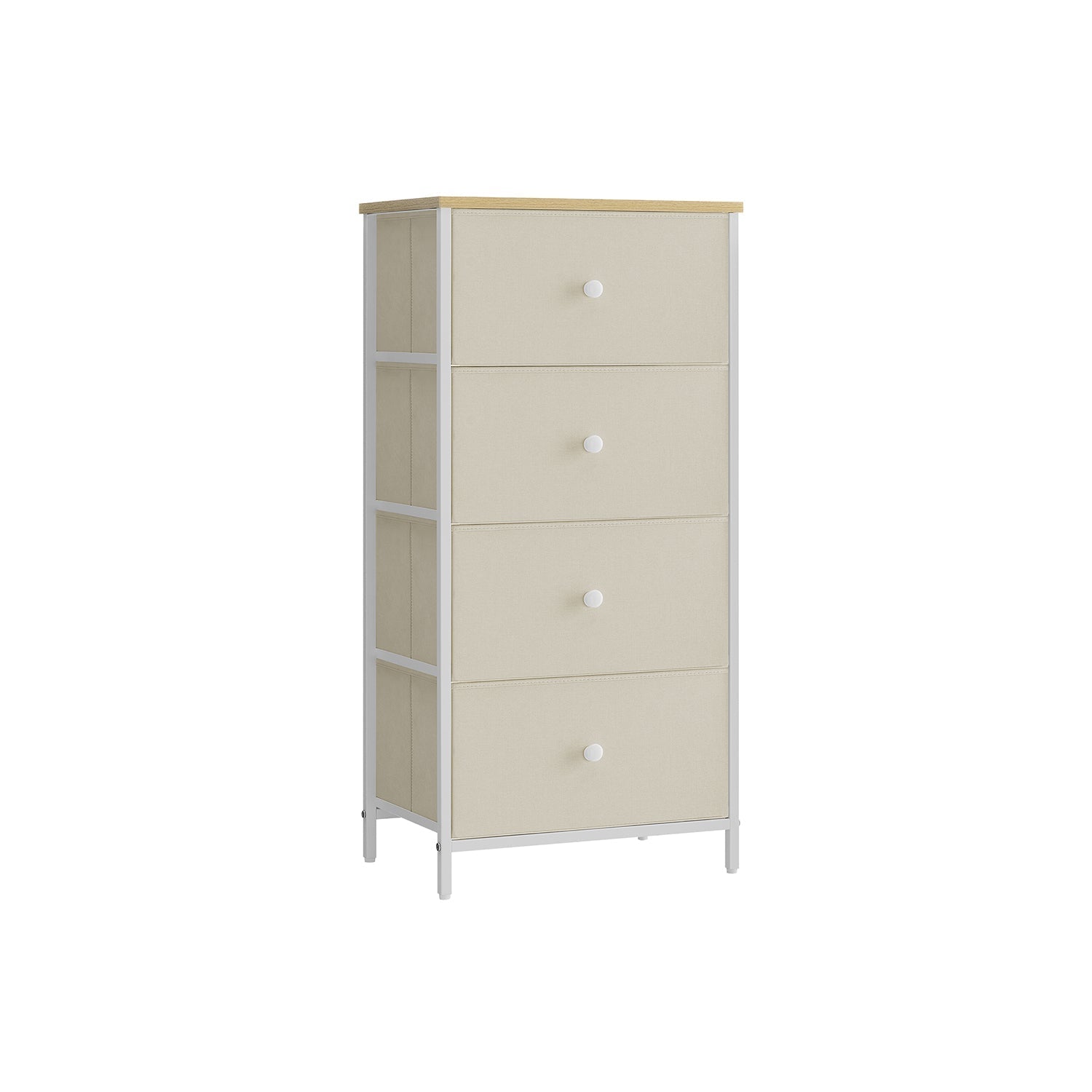 Chest of Drawers - Metal - Light Grey and White - Slim Design with 4 Drawers