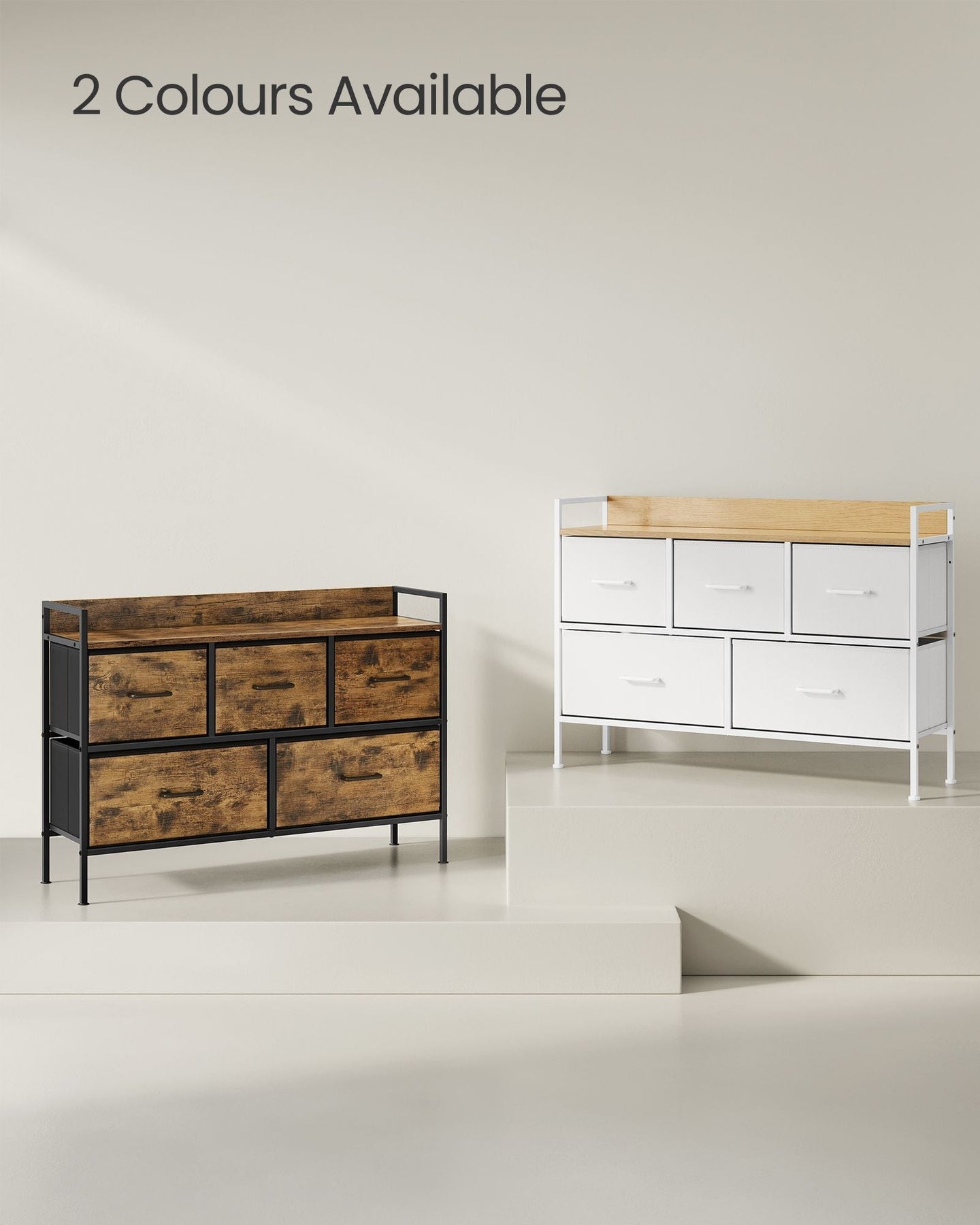 Chest of Drawers - 7 Spacious Drawers - Fabric - Rustic Brown