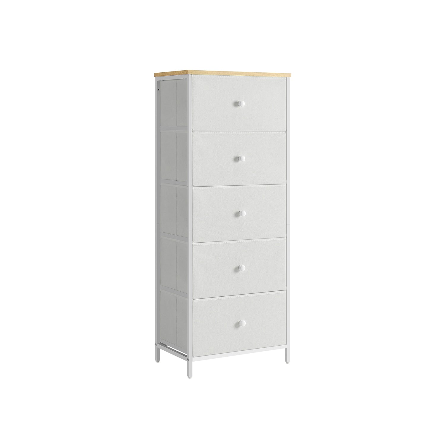 Chest of Drawers - 4-Drawer Slim Design - Fabric - Camel Yellow