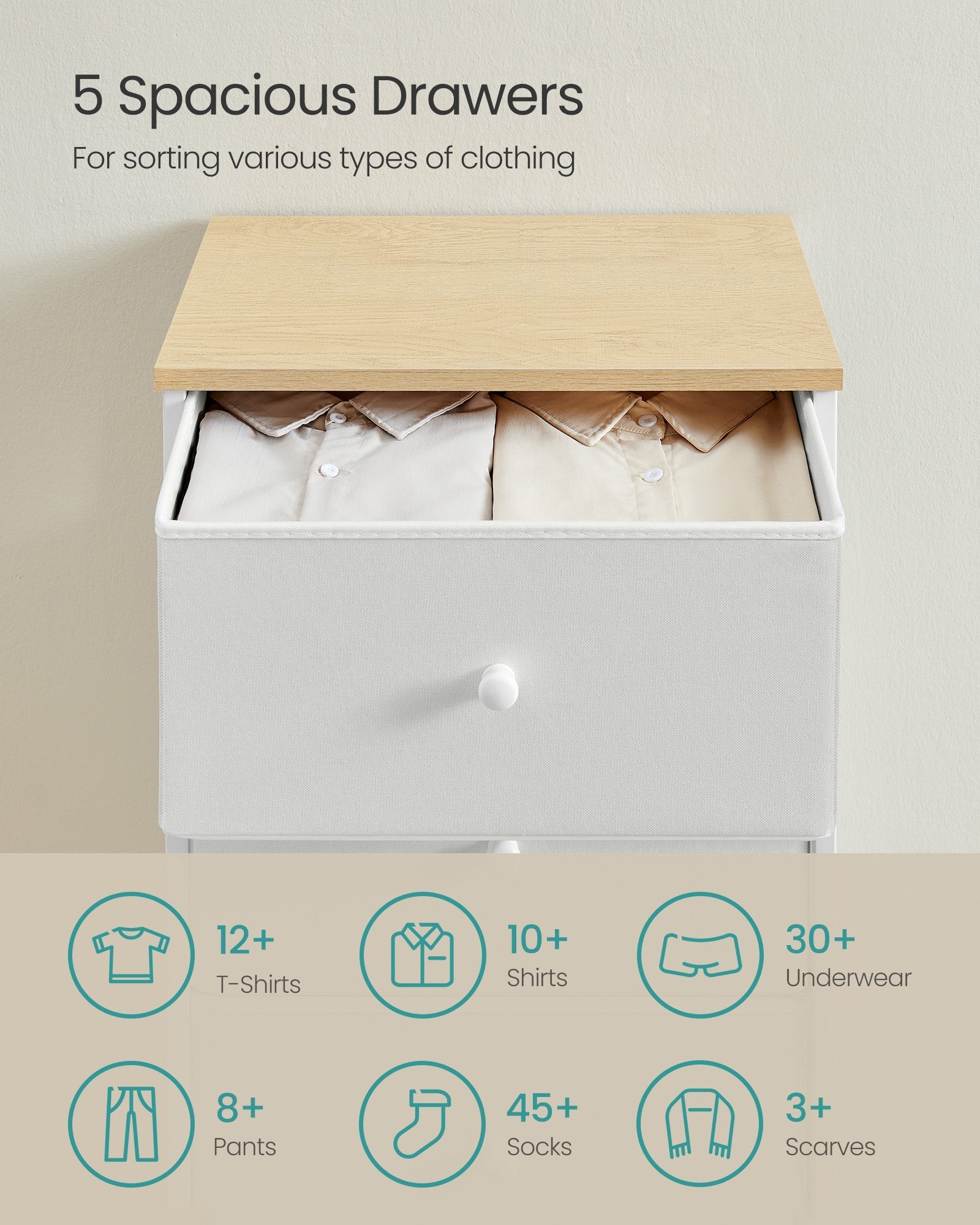 Chest of Drawers - 4-Drawer Slim Design - Fabric - Camel Yellow