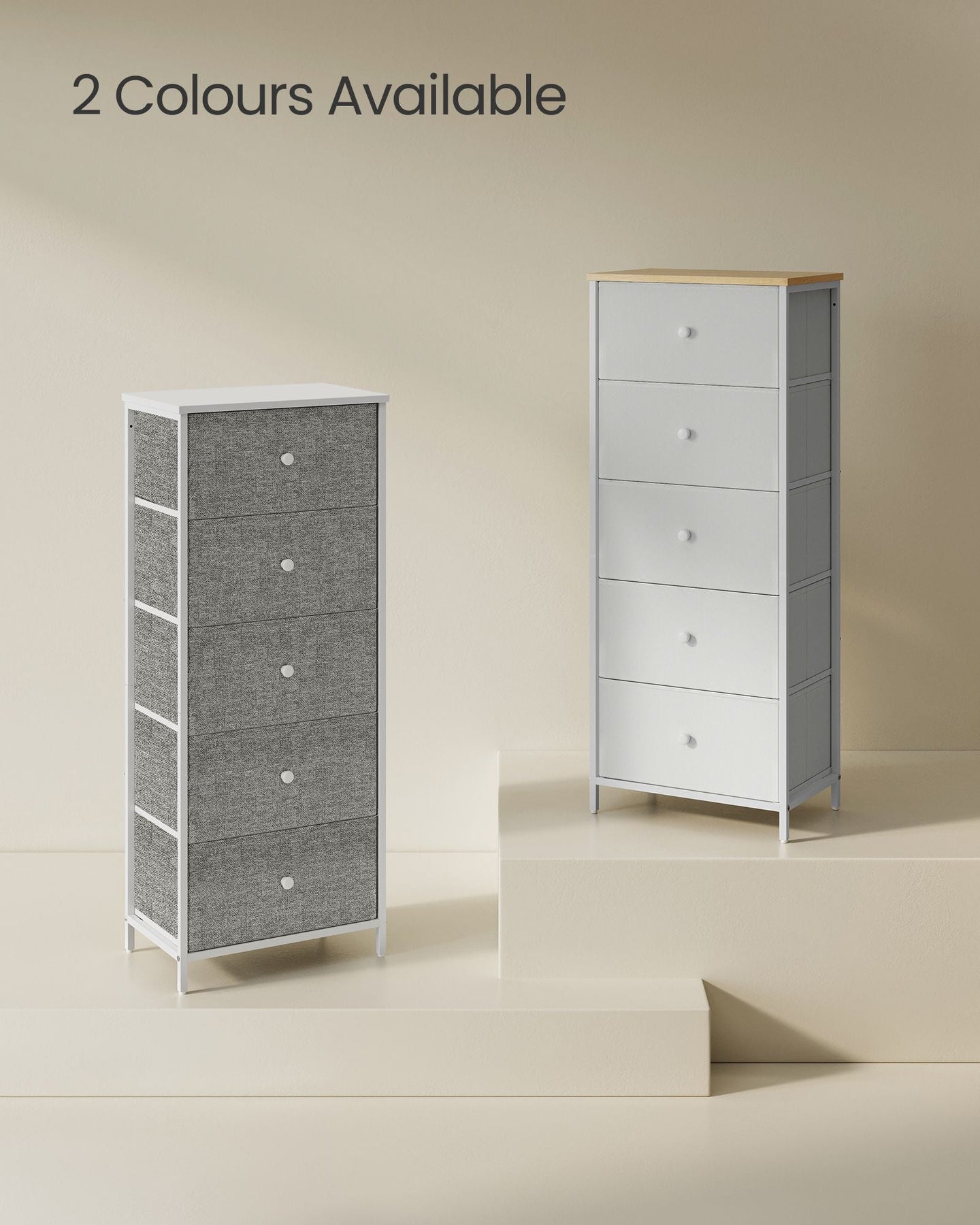 Chest of Drawers - 4-Drawer Slim Design - Fabric - Camel Yellow