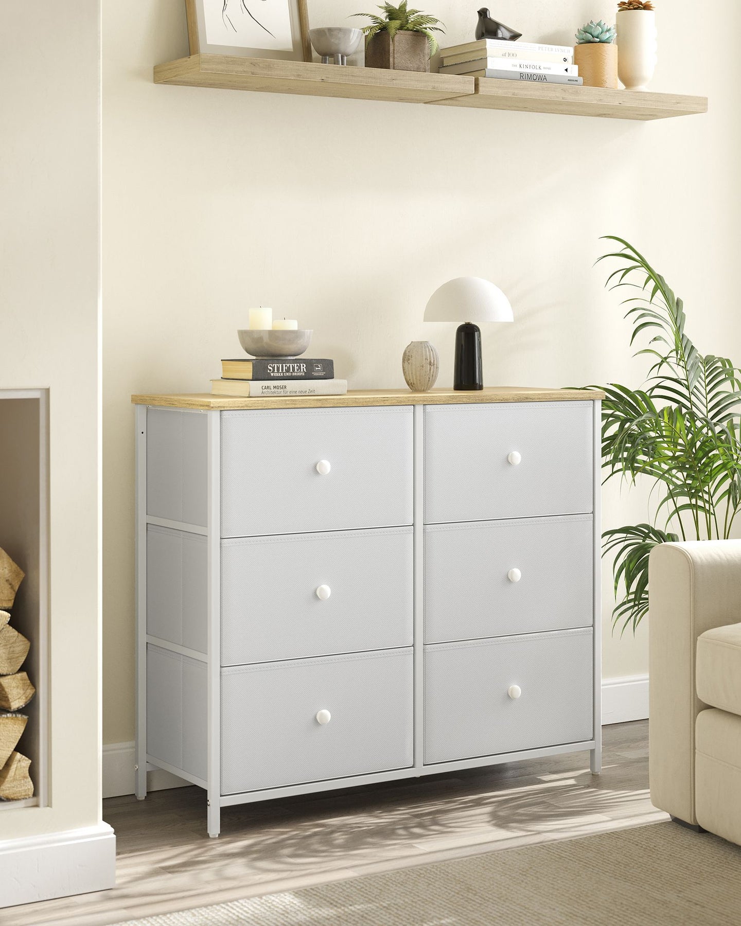 Chest of Drawers - Fabric - Rustic Brown and Black - 6 Drawer Storage Organizer