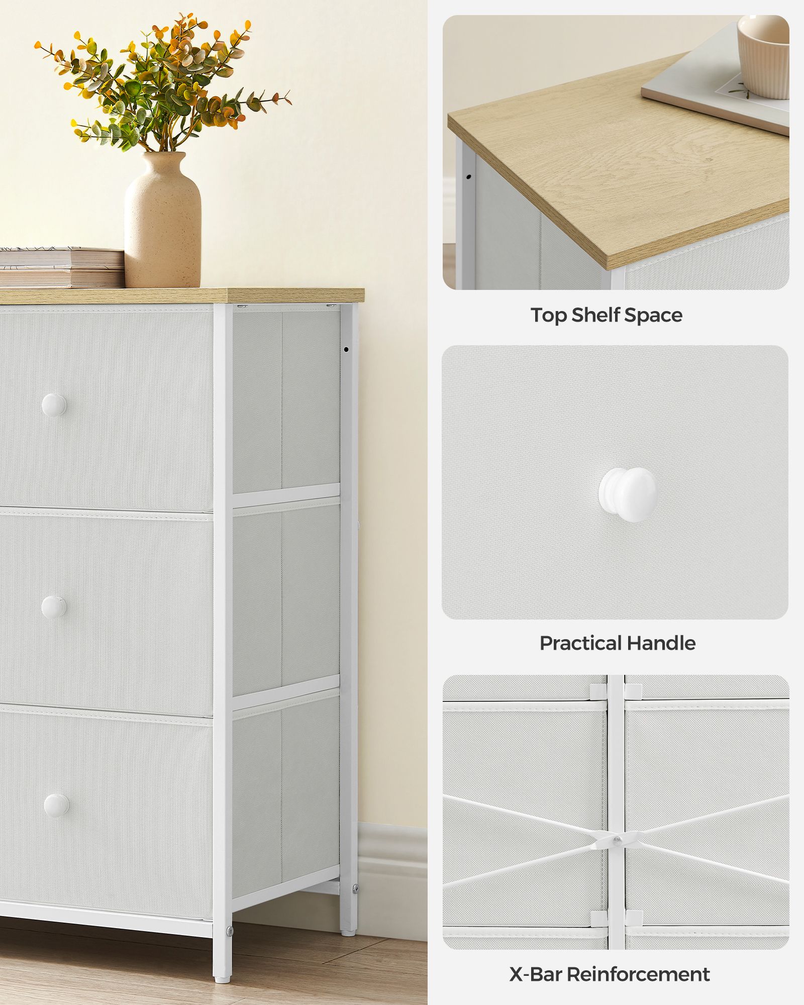 Chest of Drawers - Fabric - Rustic Brown and Black - 6 Drawer Storage Organizer