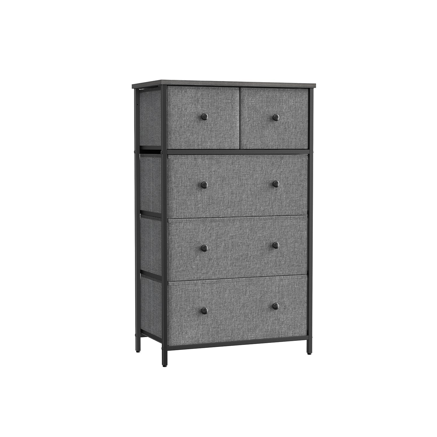Fabric Storage Unit - Fabric - Grey and Black - 5 Drawers