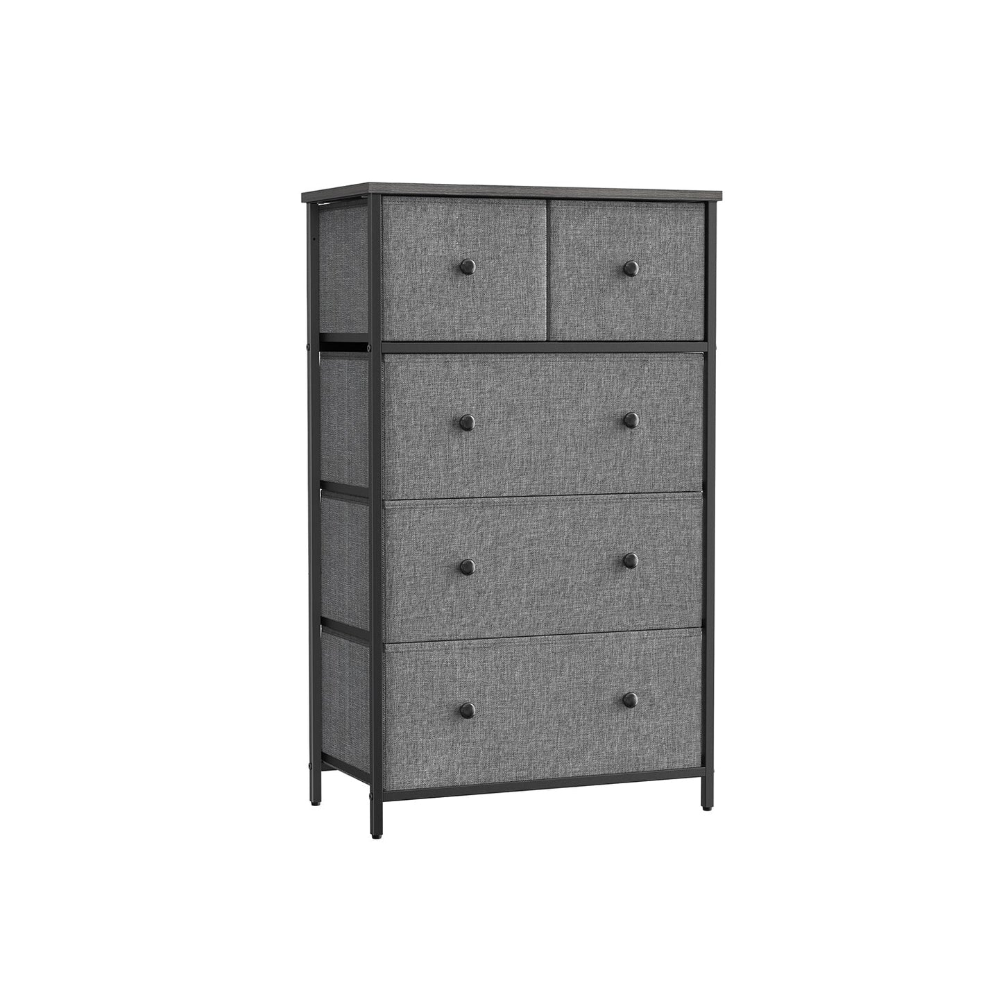 Fabric Storage Unit - Fabric - Grey and Black - 5 Drawers
