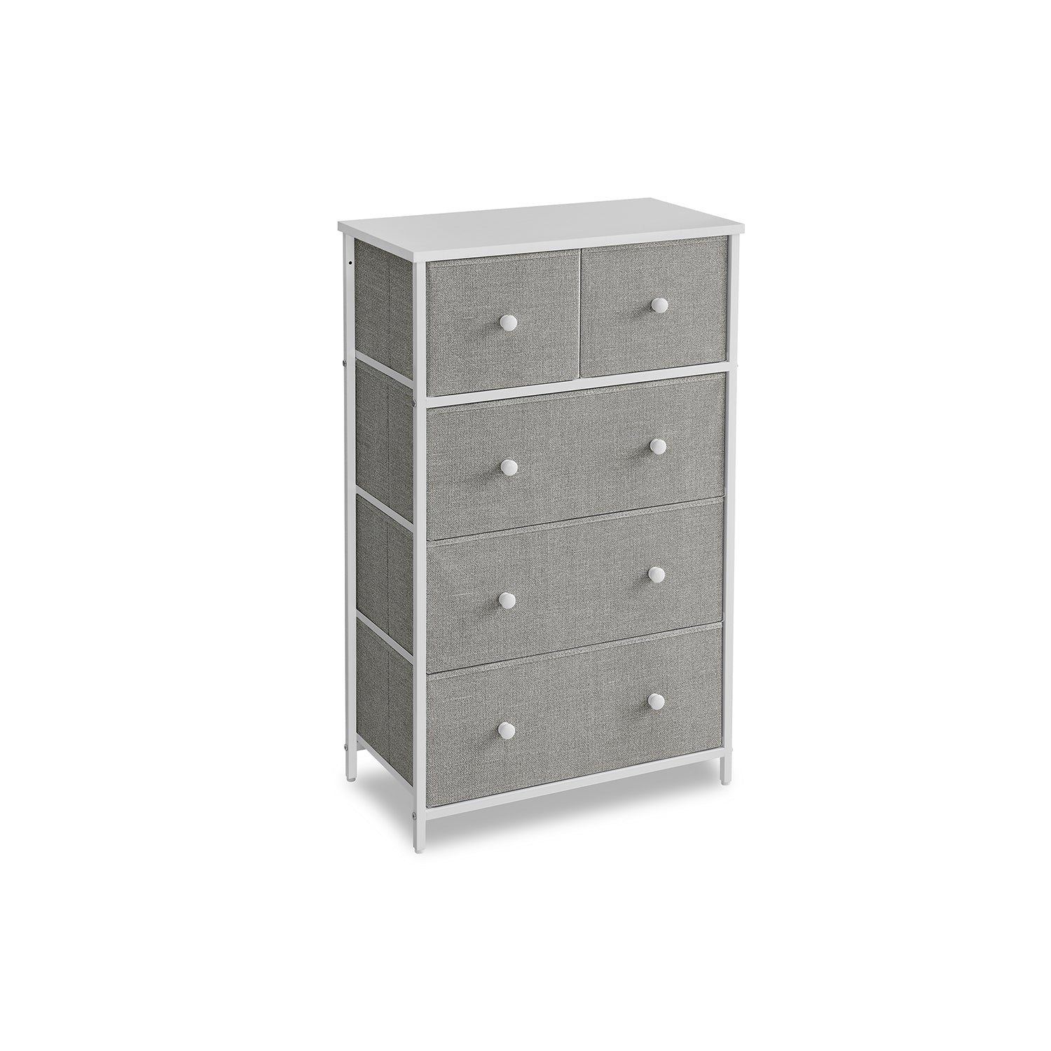 Fabric Chest of Drawers - Fabric - Rustic Brown and Black - 5 Drawers with Adjustable Feet