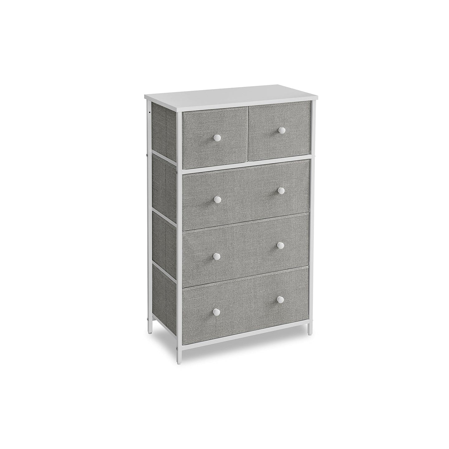 Fabric Chest of Drawers - Fabric - Rustic Brown and Black - 5 Drawers with Adjustable Feet