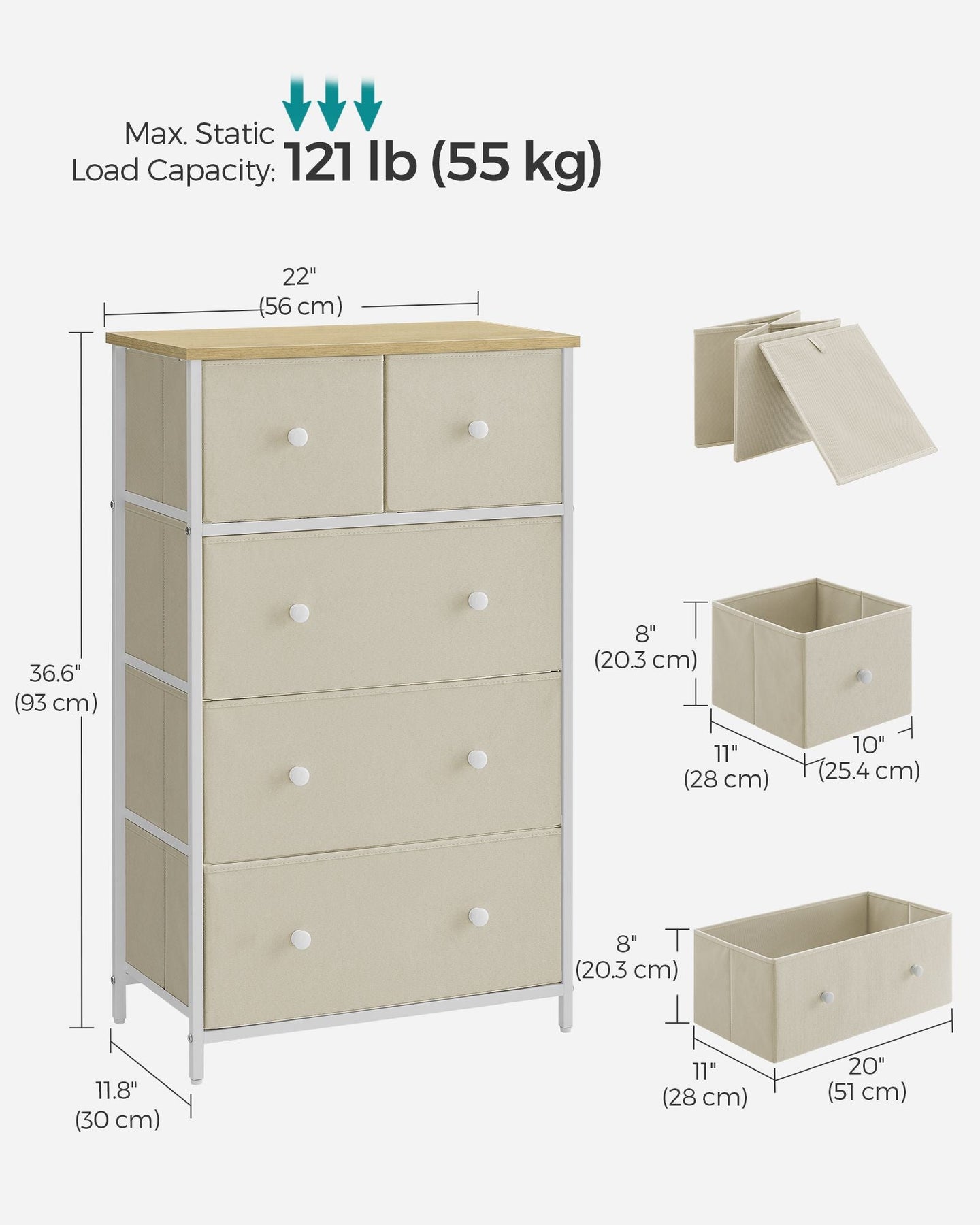 Fabric Storage Organiser Unit - Fabric - Rustic Brown and Black
