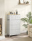 Fabric Chest of Drawers - Fabric - White and Oak - 5-Drawer Storage Organiser for Living Room