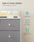 Storage Unit - Fabric - Dove Grey - 9 Drawers with LED Lights and Charging Station