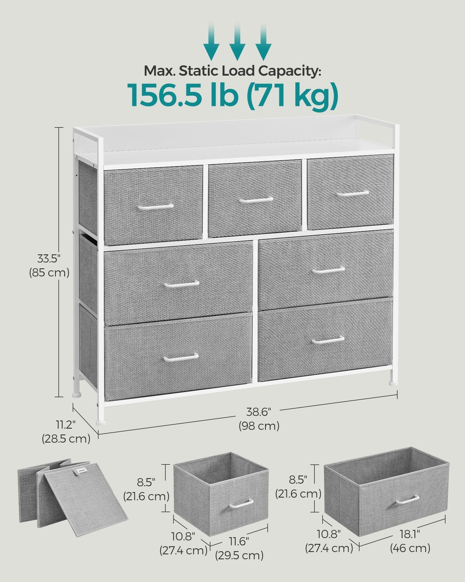 Chest of Drawers - Fabric - Dove Grey - Easy to Assemble and Move