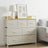 Chest of 7 Drawers Cream White and Oak Beige - Wood Top and Steel - Cream White