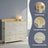 Chest of 7 Drawers Cream White and Oak Beige - Wood Top and Steel - Cream White