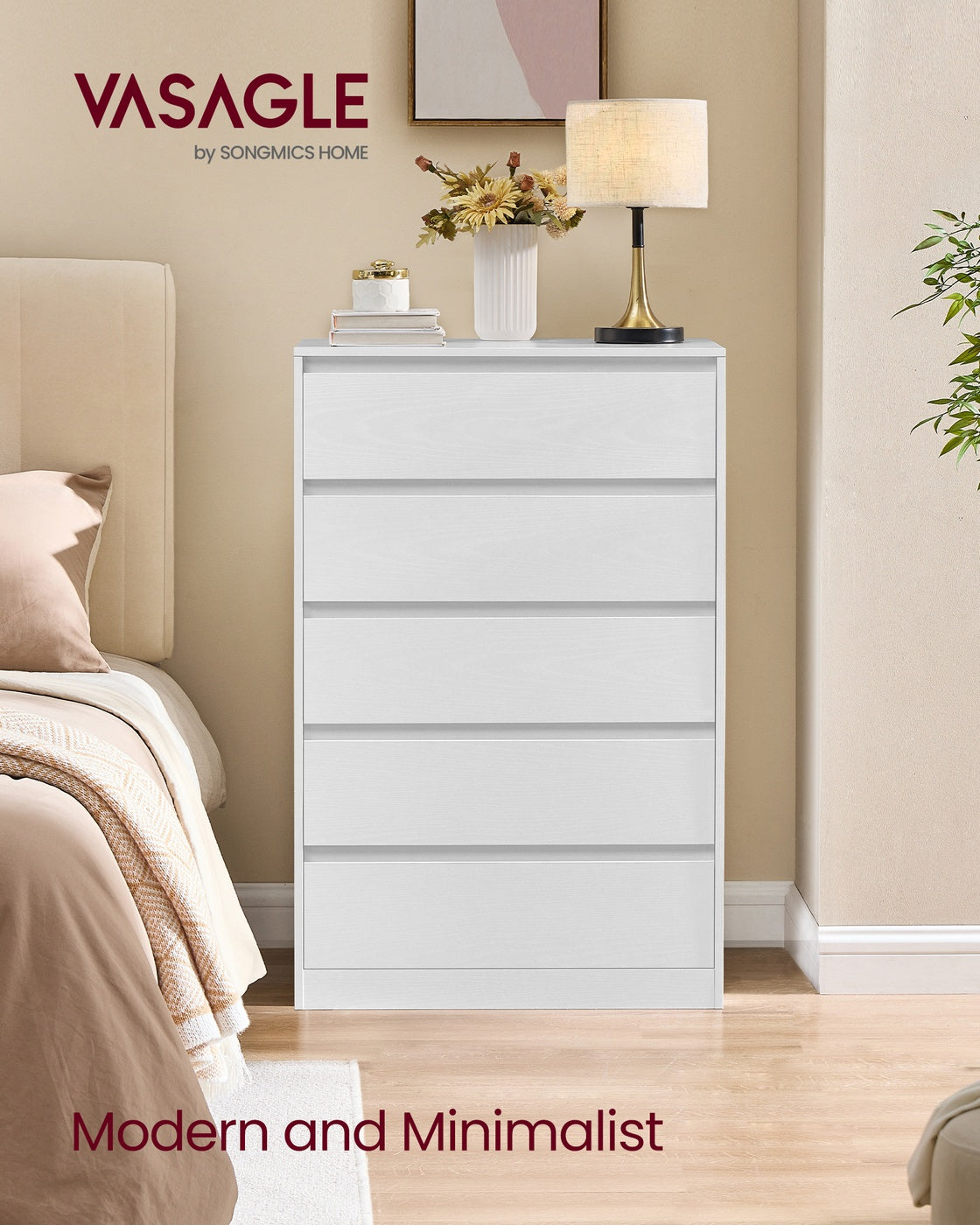 KAILYN Collection - Chest of Drawers for Bedroom - Wood and MDF - Snow White