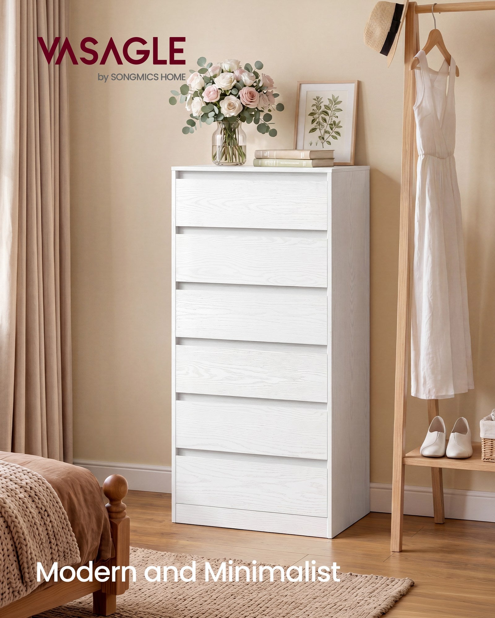 Chest of Drawers - Steel with Anti-Tip Kit - Snow White - 40 x 60 x 97.4 cm