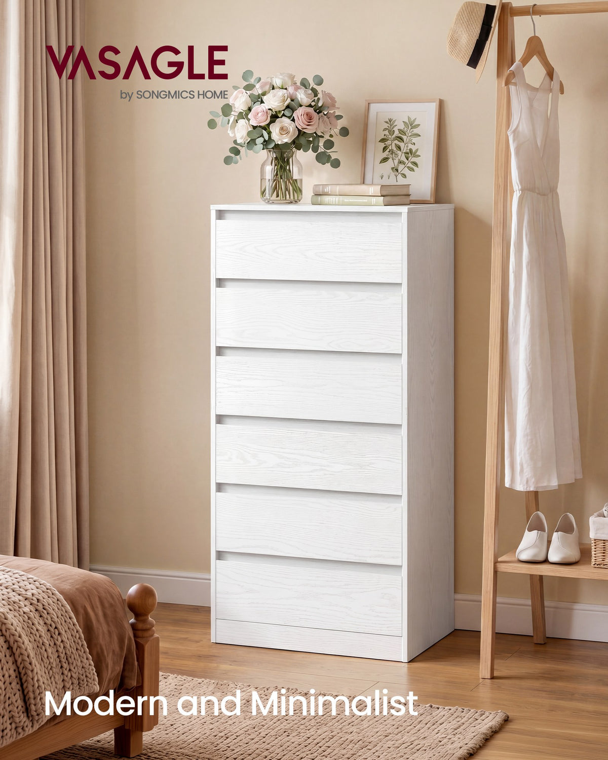 Chest of Drawers - Steel with Anti-Tip Kit - Snow White - 40 x 60 x 97.4 cm