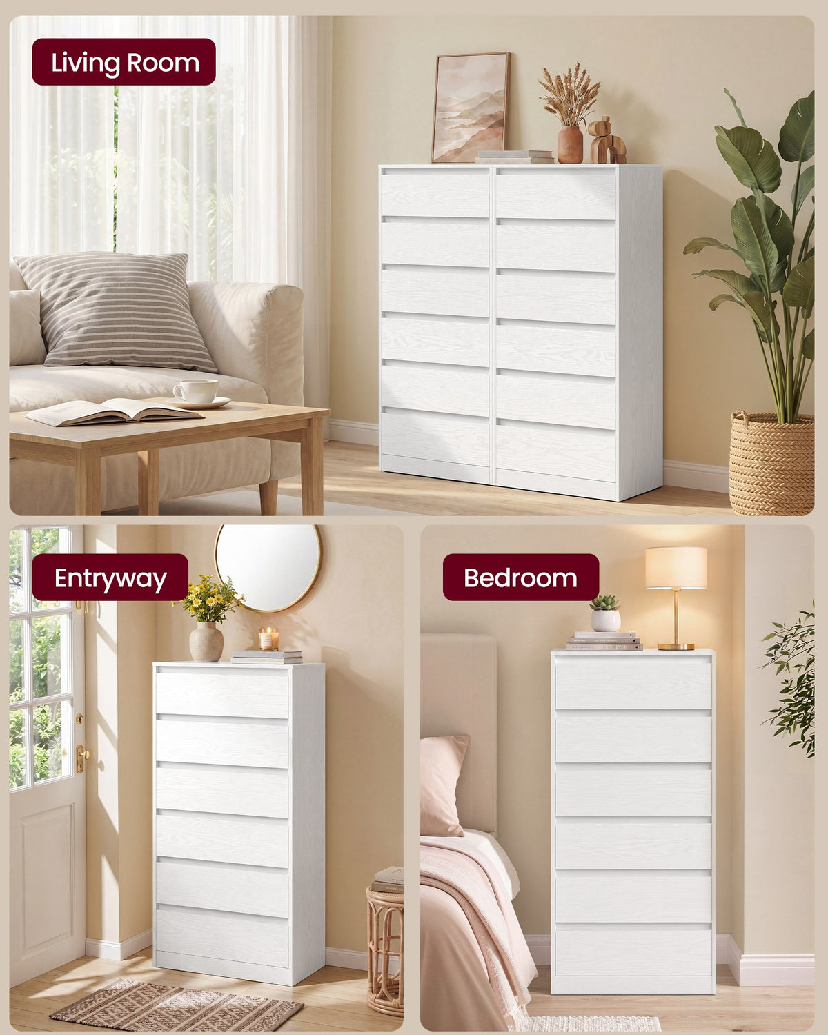 Chest of Drawers - Steel with Anti-Tip Kit - Snow White - 40 x 60 x 97.4 cm