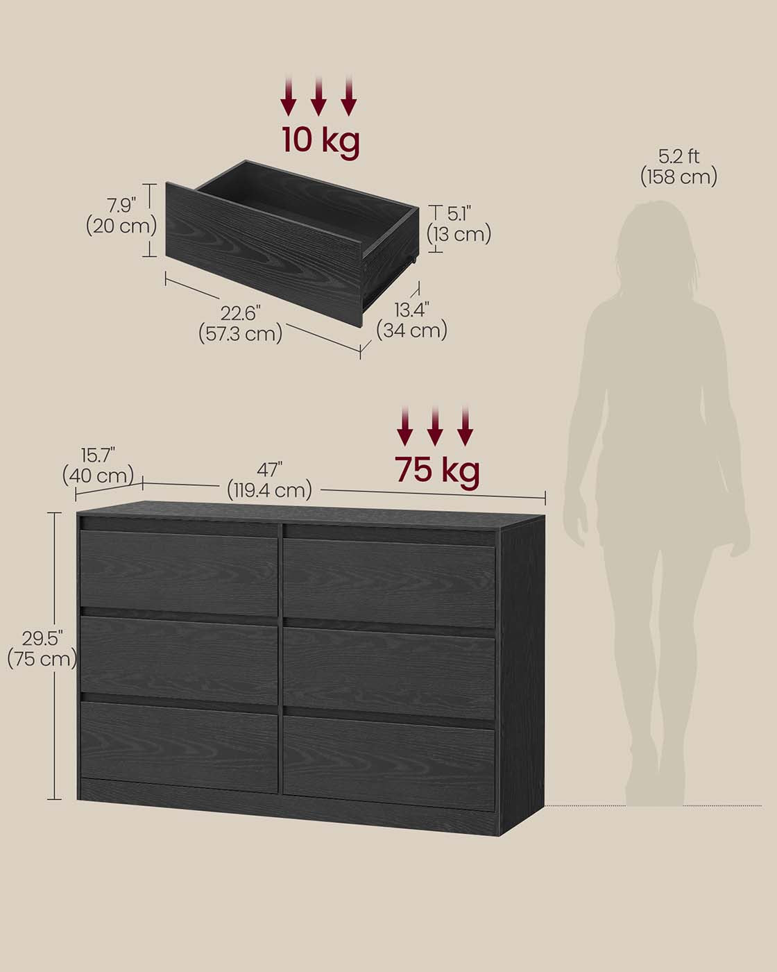 Chest of Drawers - Wood - Snow White - Six Drawer Storage Organizer