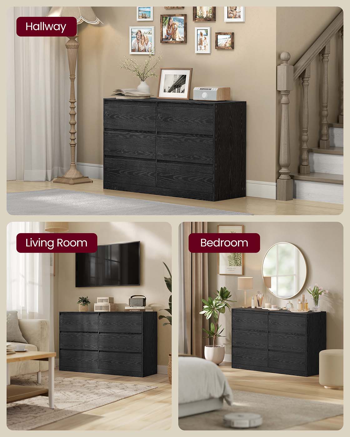 Chest of Drawers - Wood - Snow White - Six Drawer Storage Organizer