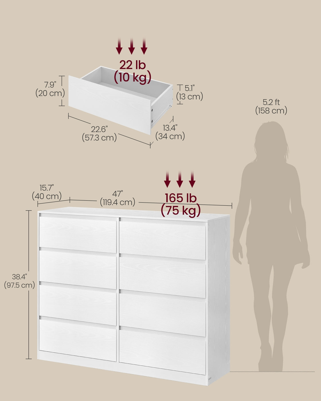 Storage Organiser Unit - Engineered Wood - Snow White