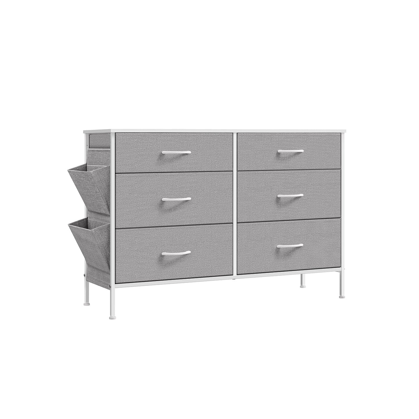 6-Drawer Dresser - Fabric - Charcoal Grey - Organizer with Side Pockets and Drawer Dividers