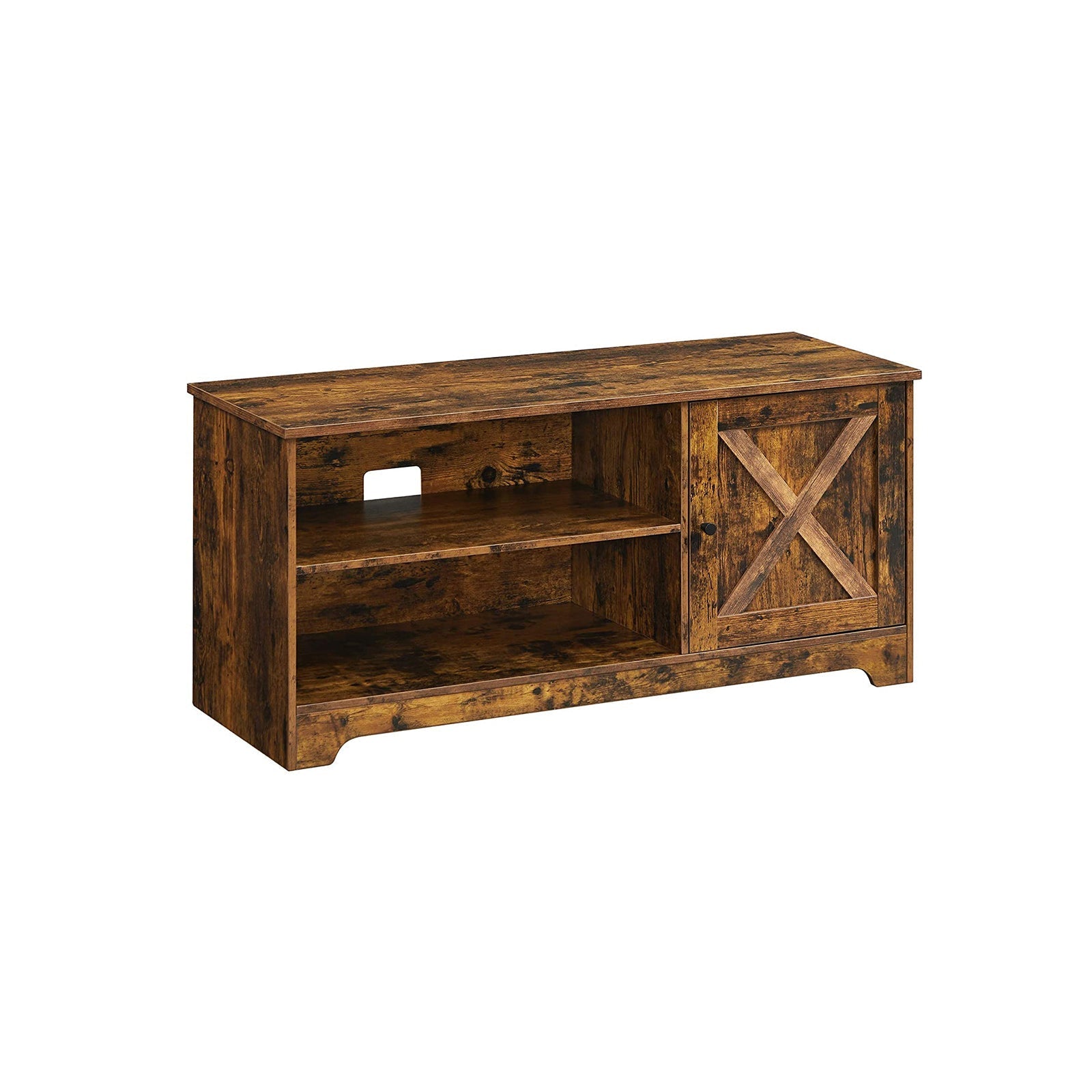 TV Cabinet - Wood - Rustic Brown - Barn Door