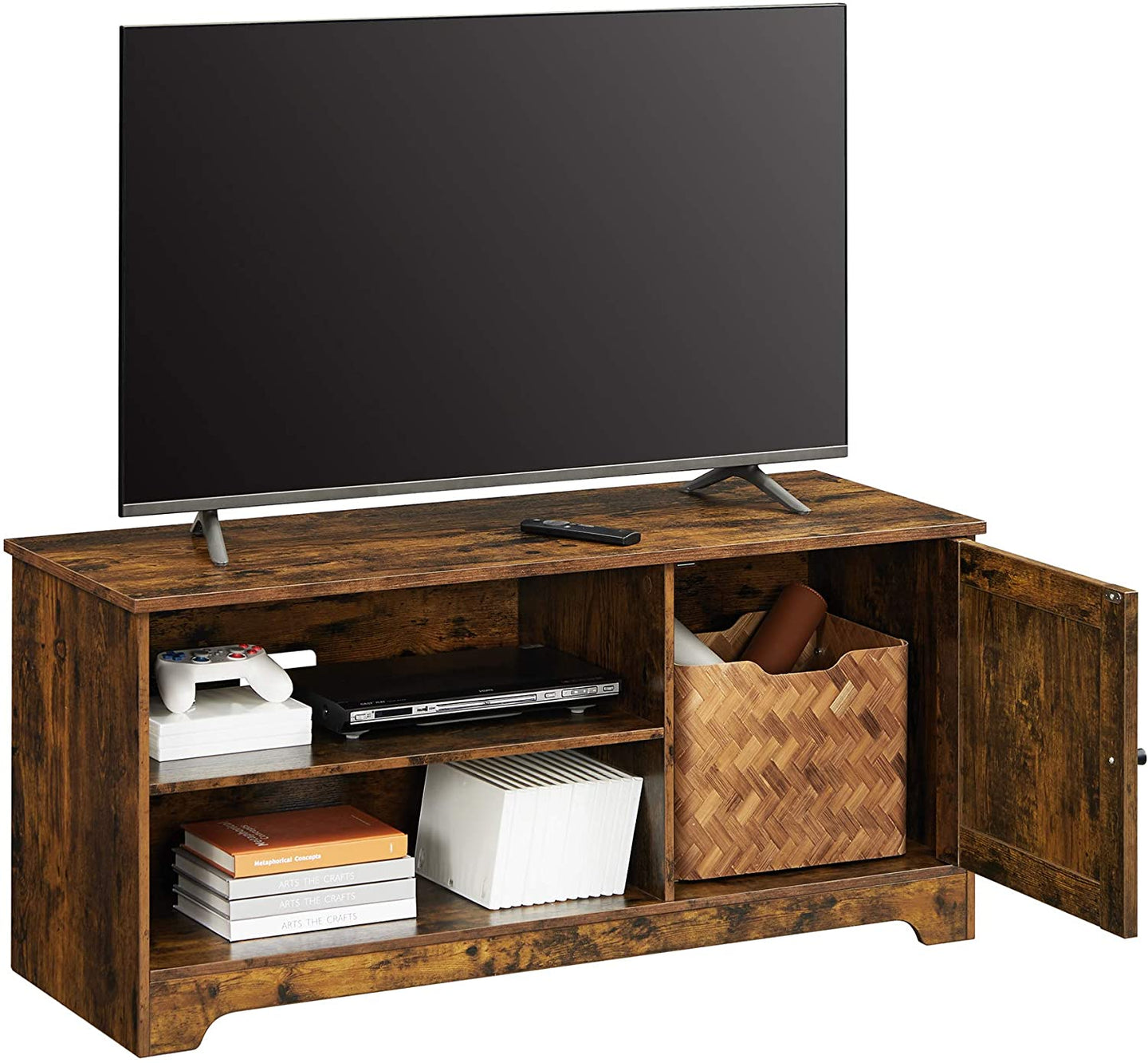 TV Cabinet - Wood - Rustic Brown - Barn Door