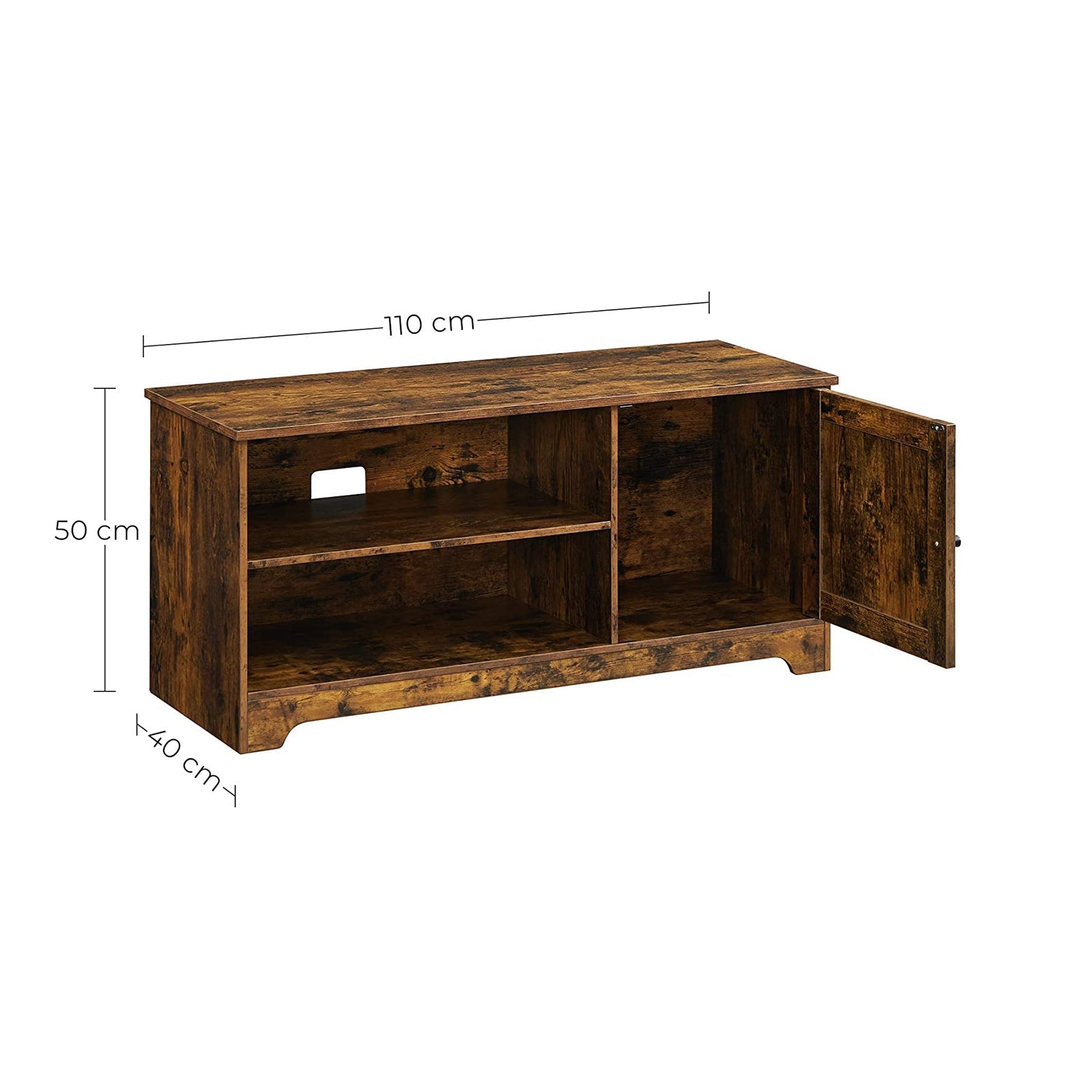 TV Cabinet - Wood - Rustic Brown - Barn Door