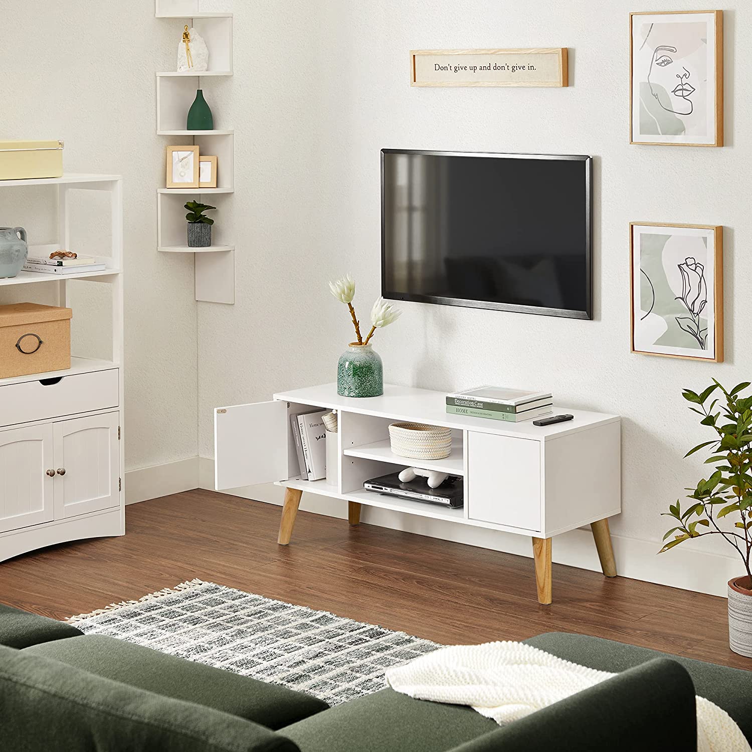 TV Stand - Wood - White and Natural