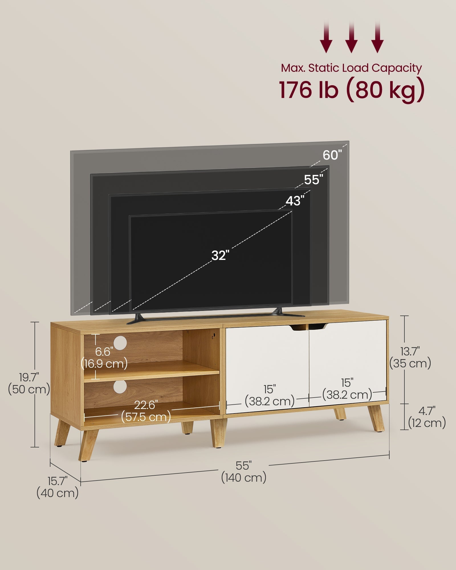 TV Cabinet - Wood - Straw Yellow - Adjustable Shelves